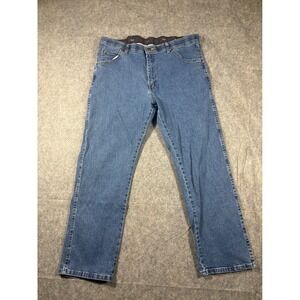 Wrangler Mens 38x29 Blue Denim Regular Fit Jeans Pants Cotton Spandex Blend